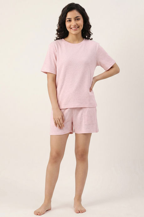 Zivame Knit Cotton Shorts Set - Pink Dogwood — image 2